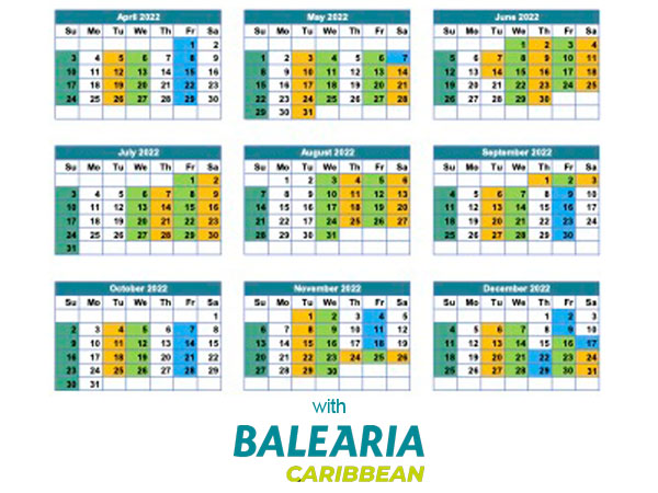 Balearia Caribbean ferry 2022 schedule: new calendar